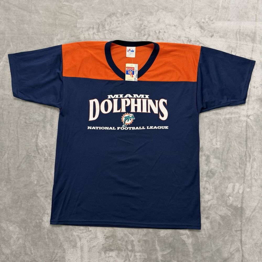 VTG 90s Miami Dolphins Majestic Mesh Football Jersey Mens L Deadstock USA Made